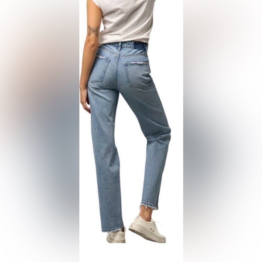 NWT Insane Gene Ripped Straight Jeans 100% Cotton Hi Rise Light Wash